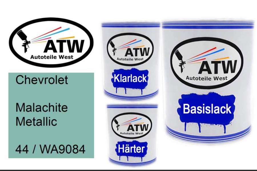 Chevrolet, Malachite Metallic, 44 / WA9084: 1L Lackdose + 1L Klarlack + 500ml Härter - Set, von ATW Autoteile West.